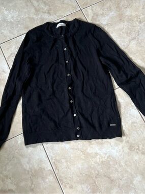 Calvin Klein Classic Black Button-Up Cardigan